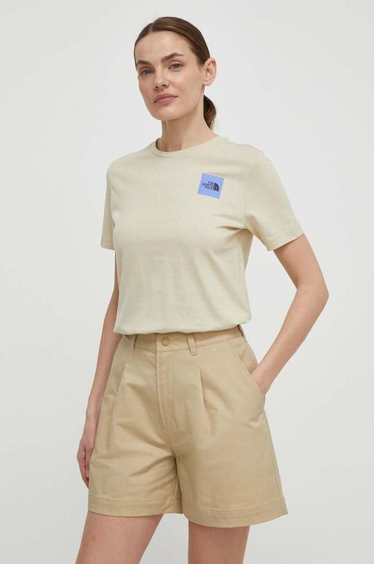 

Хлопковая футболка The North Face, бежевый