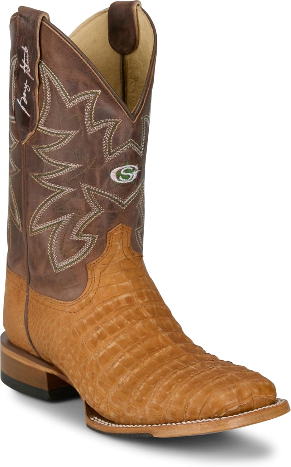 

Мужские вестерн-бутсы Justin San Antone 11 Caiman - коллекция Джорджа Стрейта - экзотическая кожа, квадратный носок, стиль ранчо и родео, Vintage