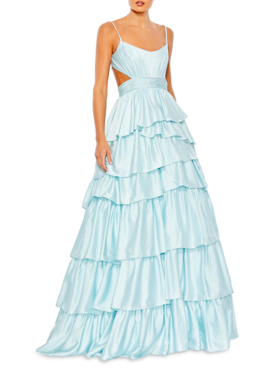 

Бальное платье с вырезами и оборками Mac Duggal, цвет Powder Blue
