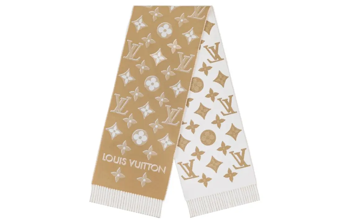 

Женский вязаный шарф Louis Vuitton, бежевый/белый