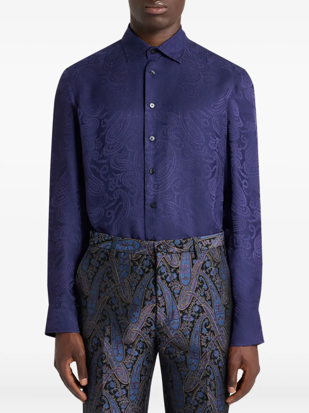 Жаккардовая рубашка с узором пейсли Etro, синий — фото 3