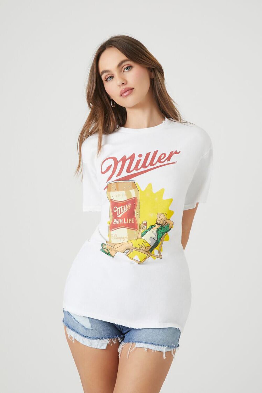 

Футболка оверсайз с рисунком Miller Forever 21, белый