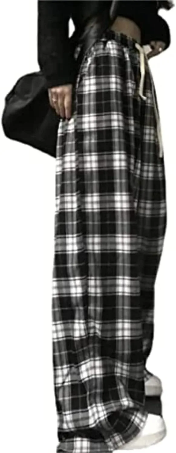 

Женские повседневные клетчатые мешковатые джинсы High Waisted LAVASEON