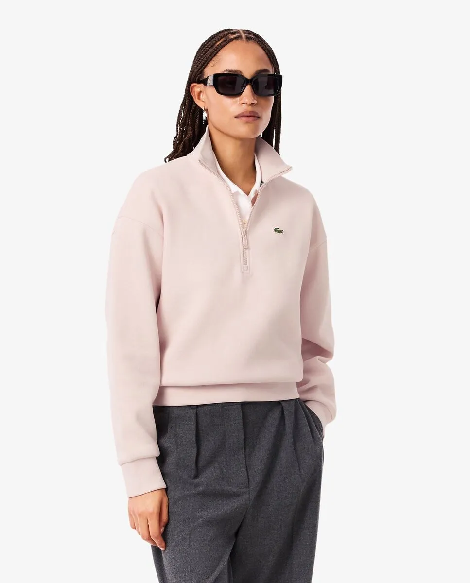 

Женская толстовка из пике с высоким воротником и молнией Lacoste, розовый