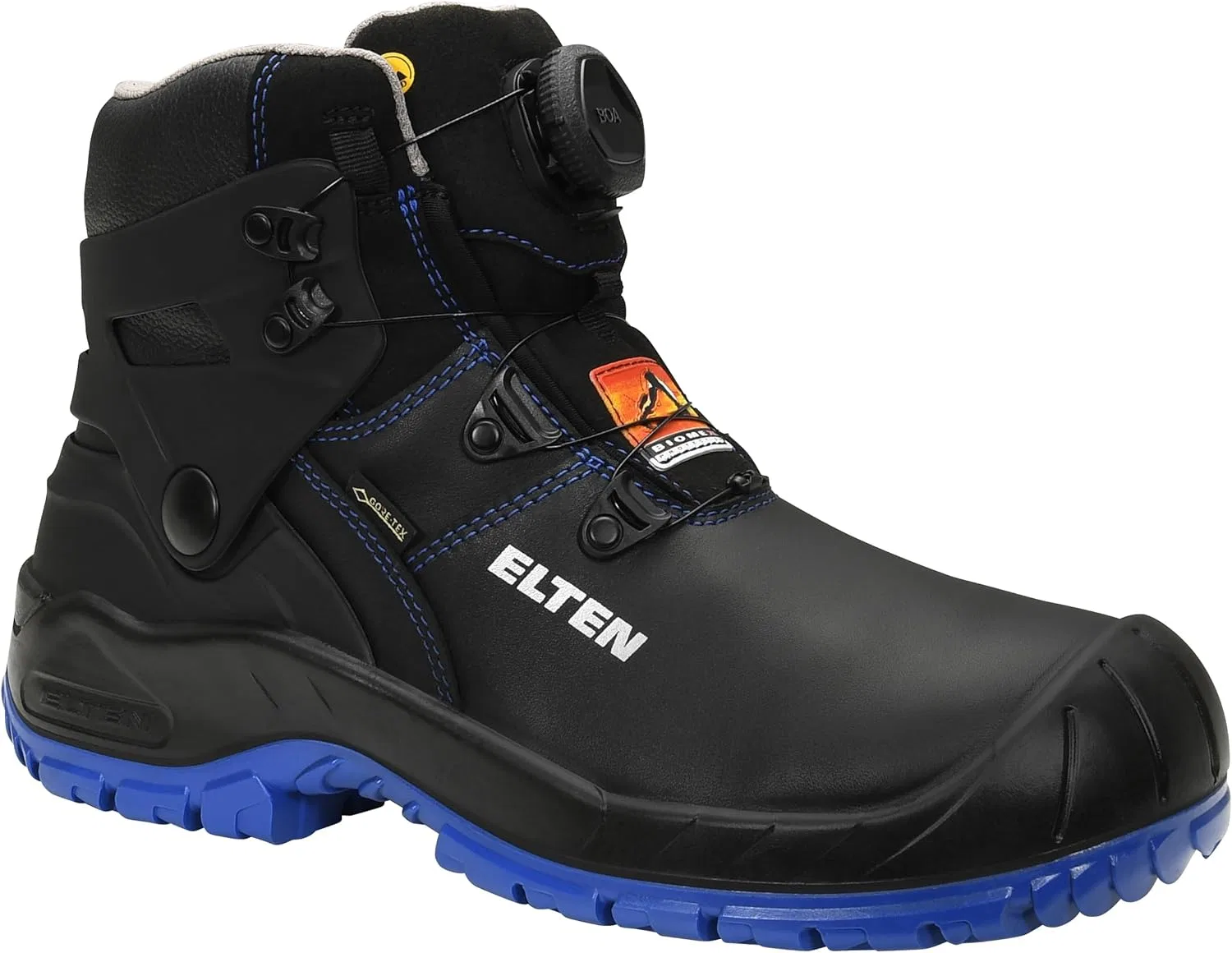 Ботинки ELTEN Sicherheitsschuhe Renzo Biomex GTX BOA Blue Mid ESD S3, Damen und Herren, Leder, Stahlkappe, robust
