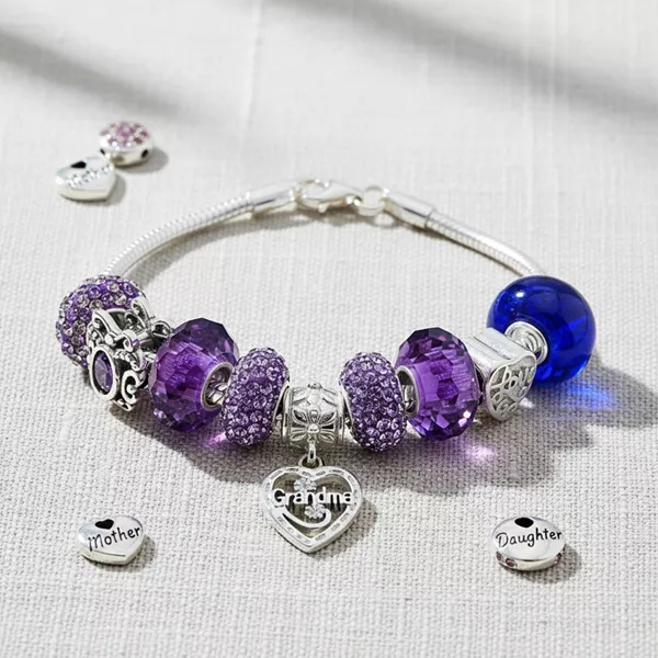 

Браслет с подвесками «Фиолетовая любовь, бабушка» из стерлингового серебра Bling Jewelry, purple
