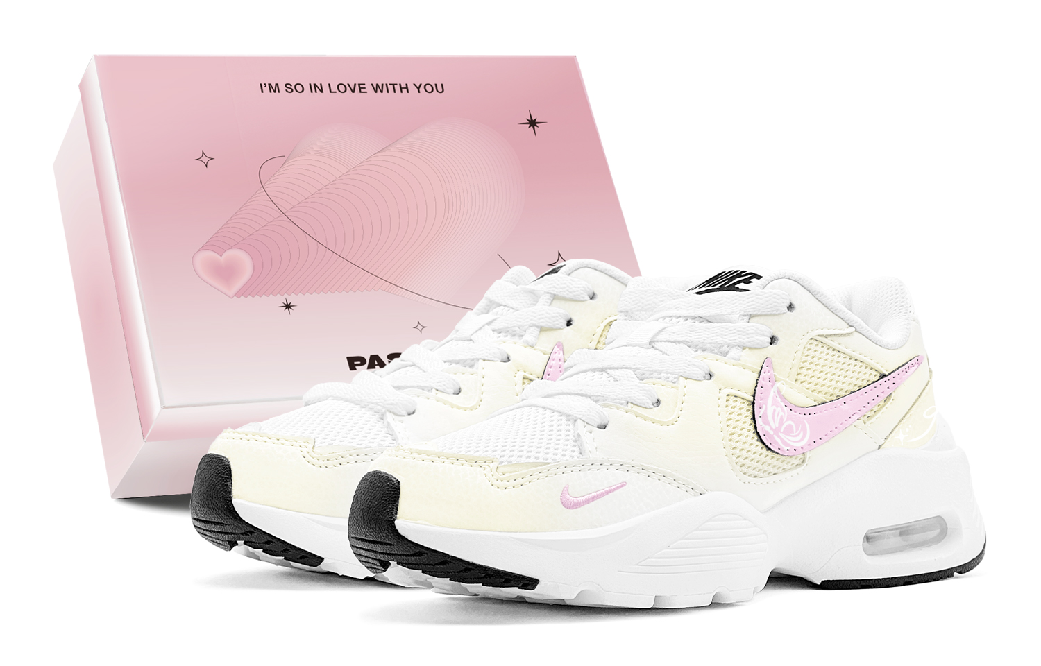 

Nike Кроссовки для бега low top женские pink yellow с технологией Air Max Fusion, амортизацией, устойчивостью к истиранию и легким весом