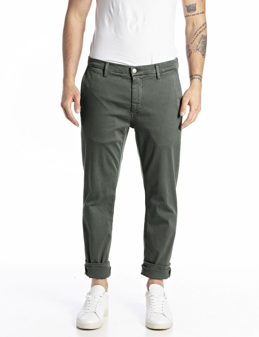 

Брюки REPLAY Slim fit Chino Pants, темно-зеленый