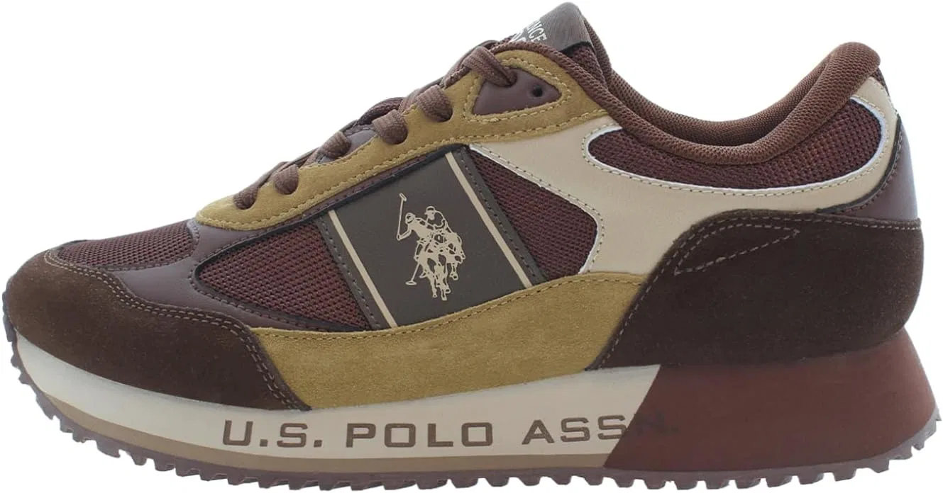 Мужские текстильные кроссовки US Polo Assn. CLEEF007MDMS1 U.S. Polo Assn., Dark Brown, Burgundy, Medium Yellow
