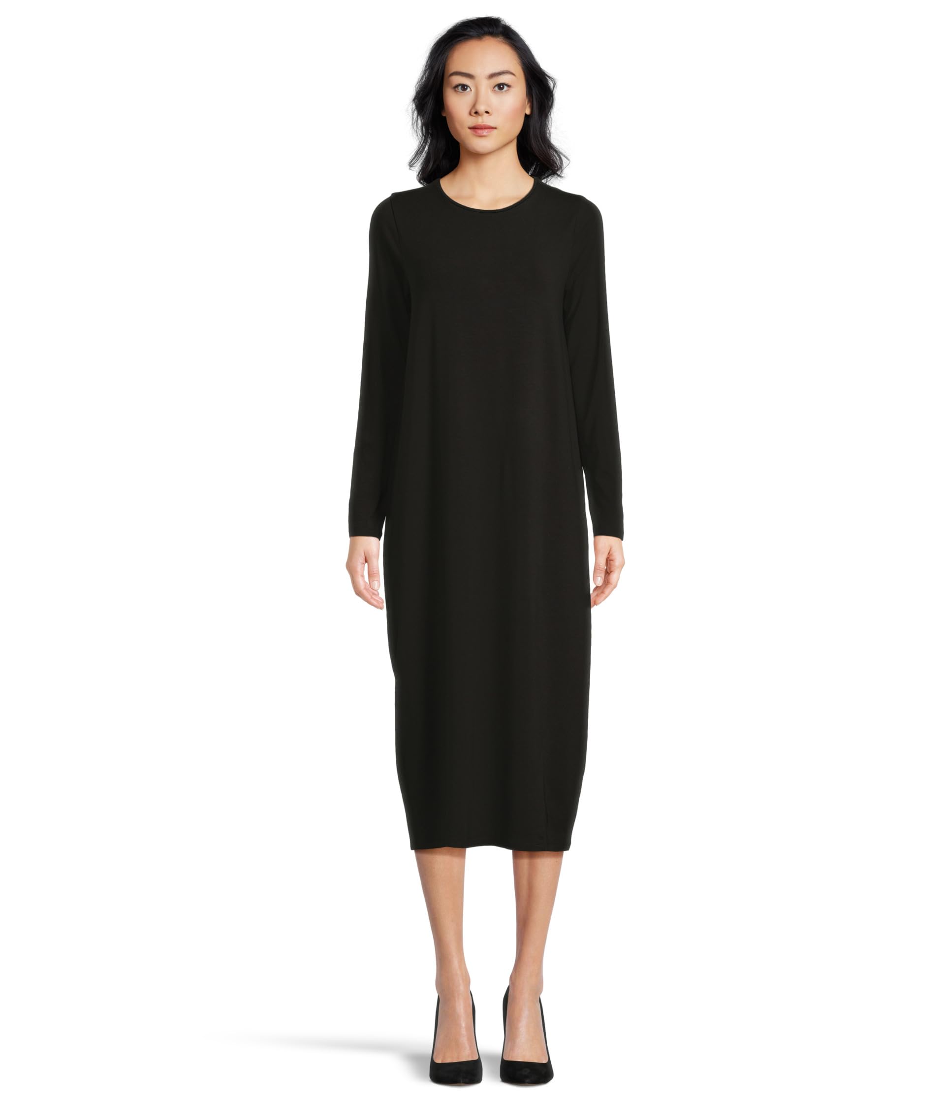 

Платье Eileen Fisher Petite Stretch Jersey Knit Full Length Oval Dress, черный