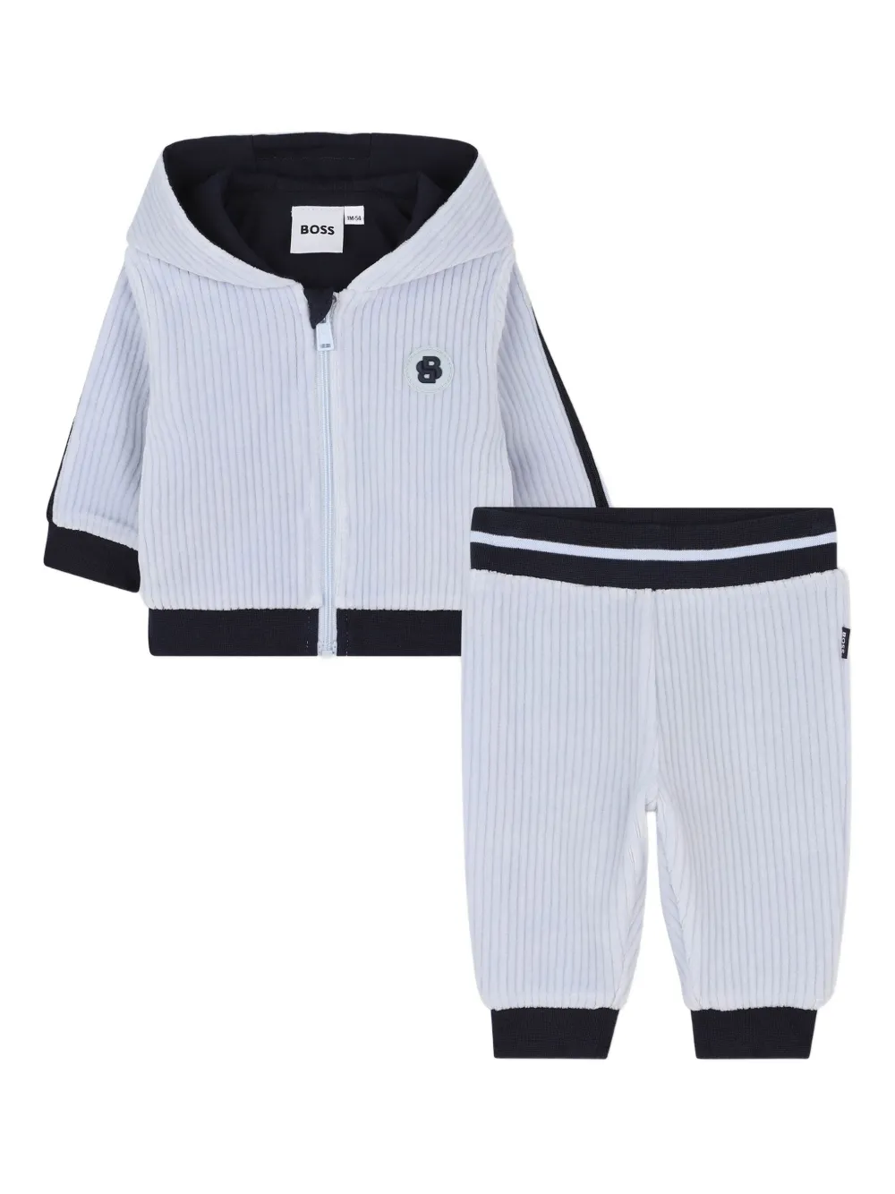 

Спортивный костюм в рубчик с капюшоном BOSS Kidswear, синий