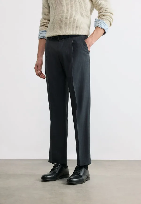 Прямые брюки в тонкую полоску с поясом Calvin Klein, Charcoal Heather