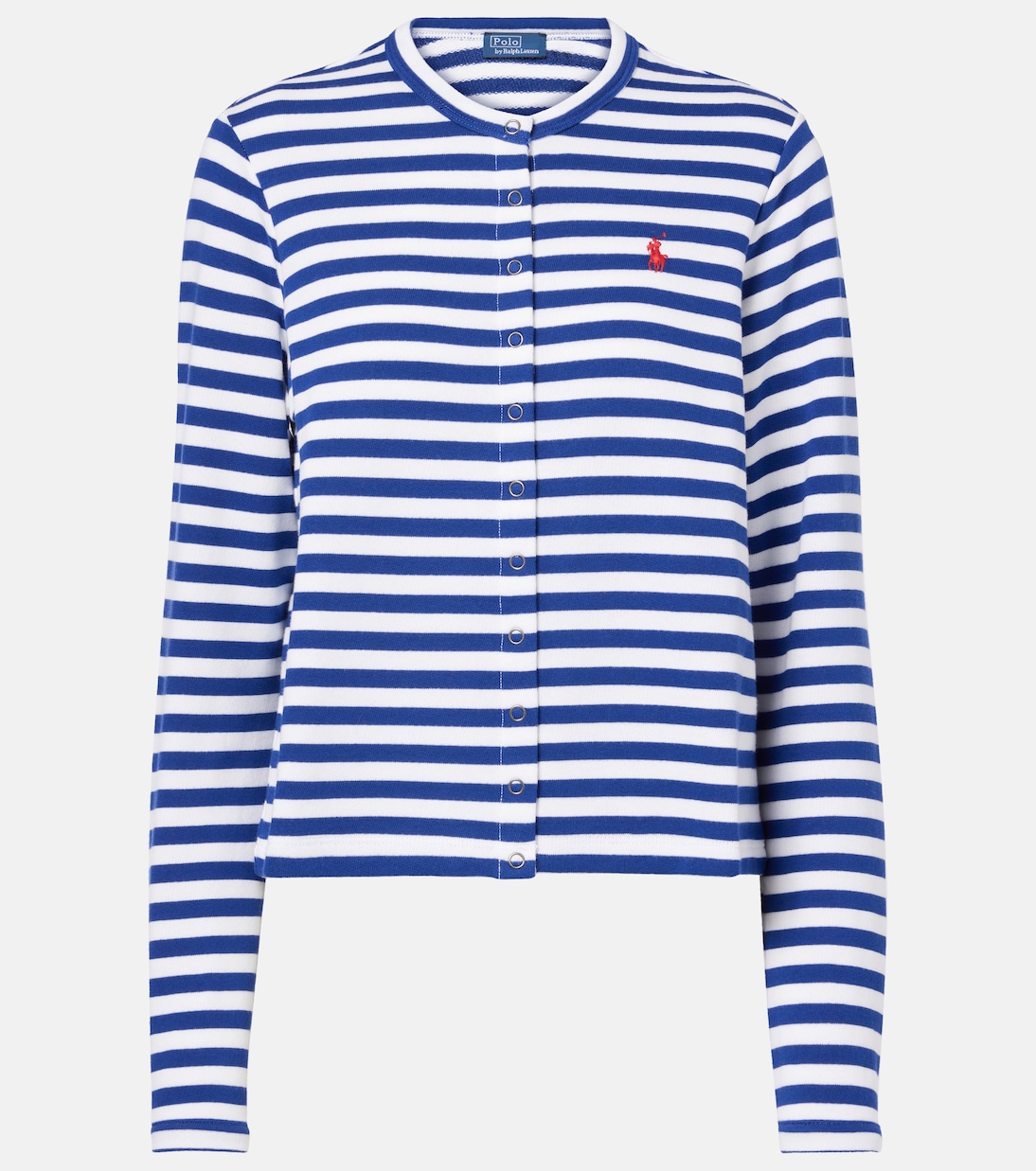 

Полосатый махровый кардиган из смесовой хлопковой ткани Polo Ralph Lauren, Sporting Royal White