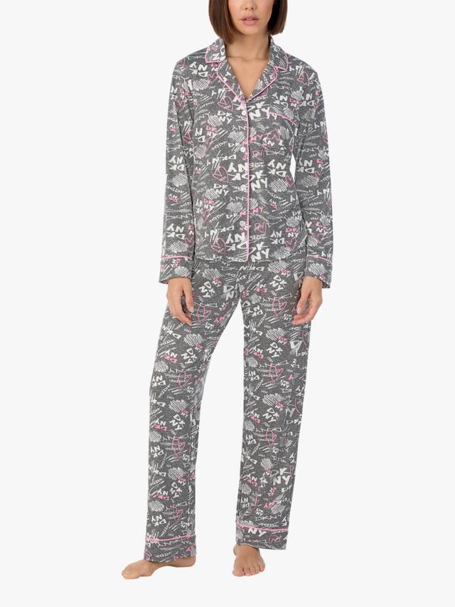 

Граффити пижамный комплект с вырезом на воротнике DKNY, Grey/Multi