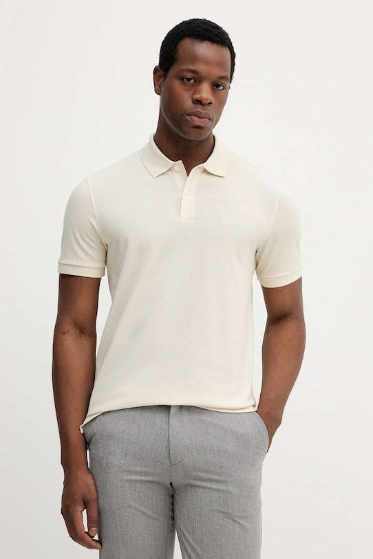 

Хлопковая рубашка-поло pallas BOSS, бежевый