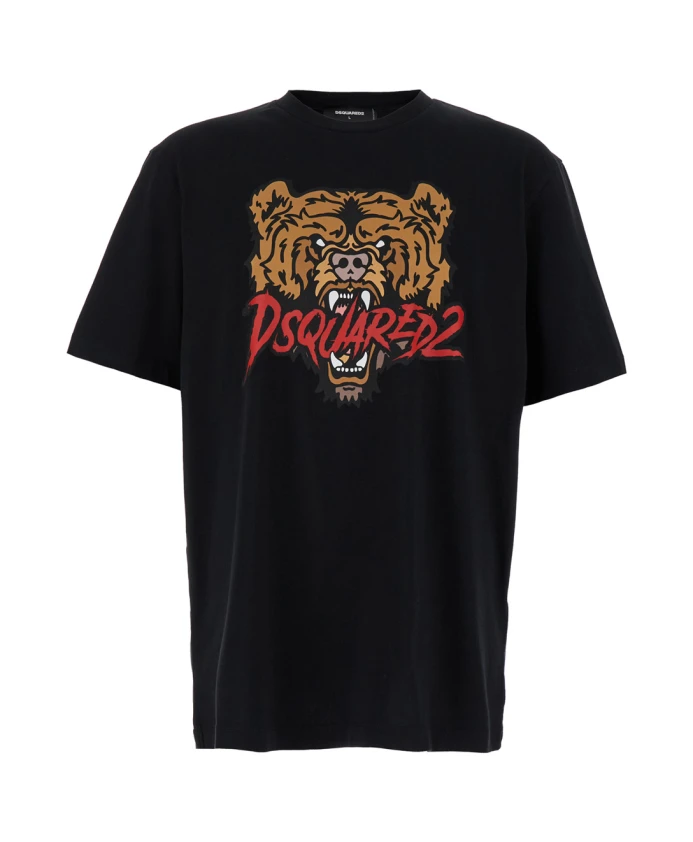 

Футболка с принтом медведя Dsquared2, черный