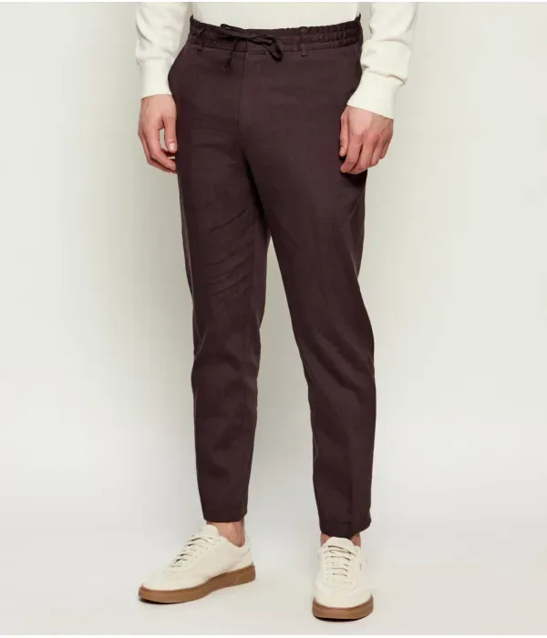 Льняные брюки P-Perin-RDS-WG-262 tapered fit Boss, коричневый — фото 3