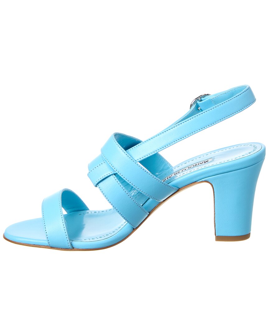 Manolo Blahnik Memaarhi 70 Leather Sandal, синий — фото 2
