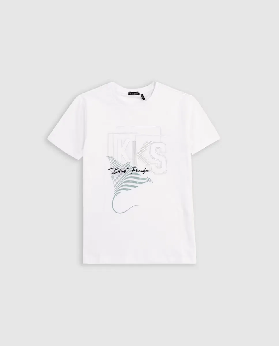 

Футболка для мальчика с короткими рукавами и круглым вырезом IKKS, белый