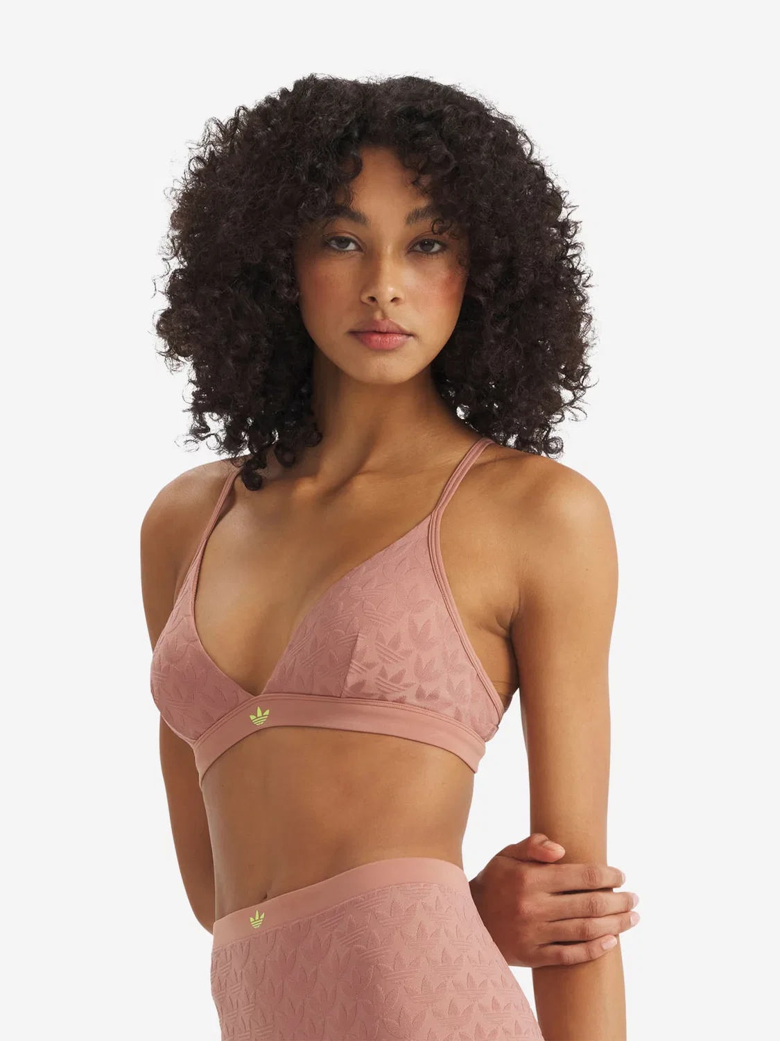 Спортивный бюстгальтер Adidas Originals Triangle Bra Terrot Flex в нежно-розовом цвете — фото 3