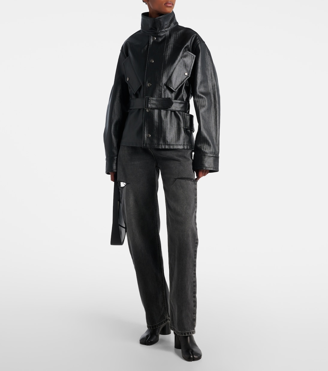 Хлопковая куртка с узором елочка Maison Margiela, черный — фото 2