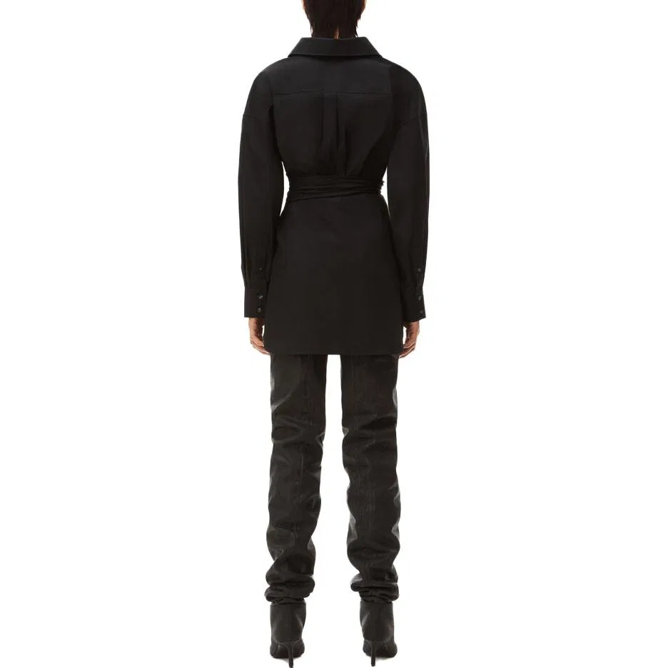 Платье-рубашка из драпированного хлопка Alexander Wang, Black — фото 3
