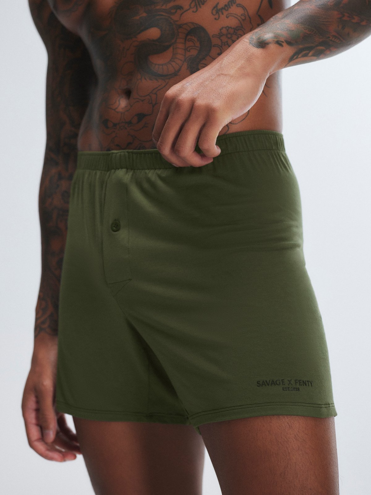 

Боксеры Savage X Fenty Homme Base, цвет Antique Green