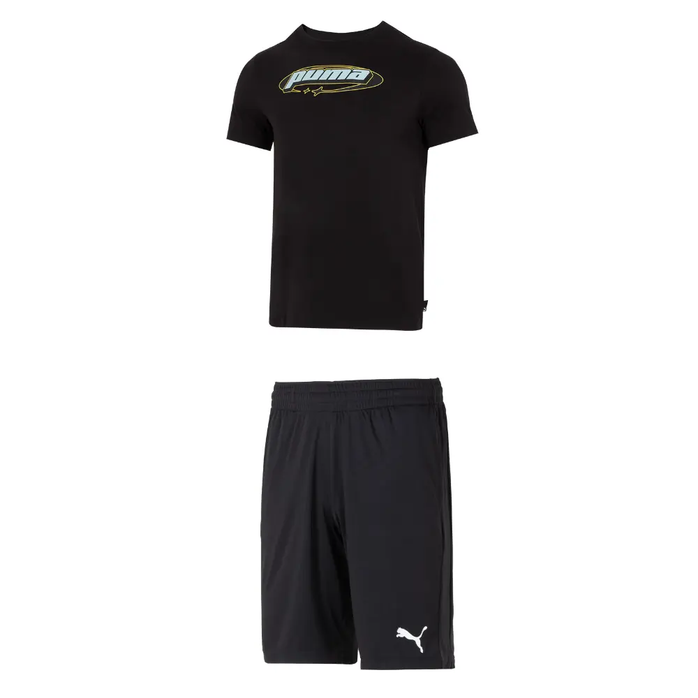 

Повседневный спортивный мужской комплект черный топ и черные шорты Puma, черный