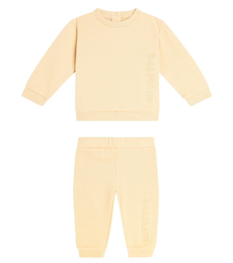 

Детский хлопковый комплект худи и спортивных штанов Balmain Kids, Cream-Colour/Gold