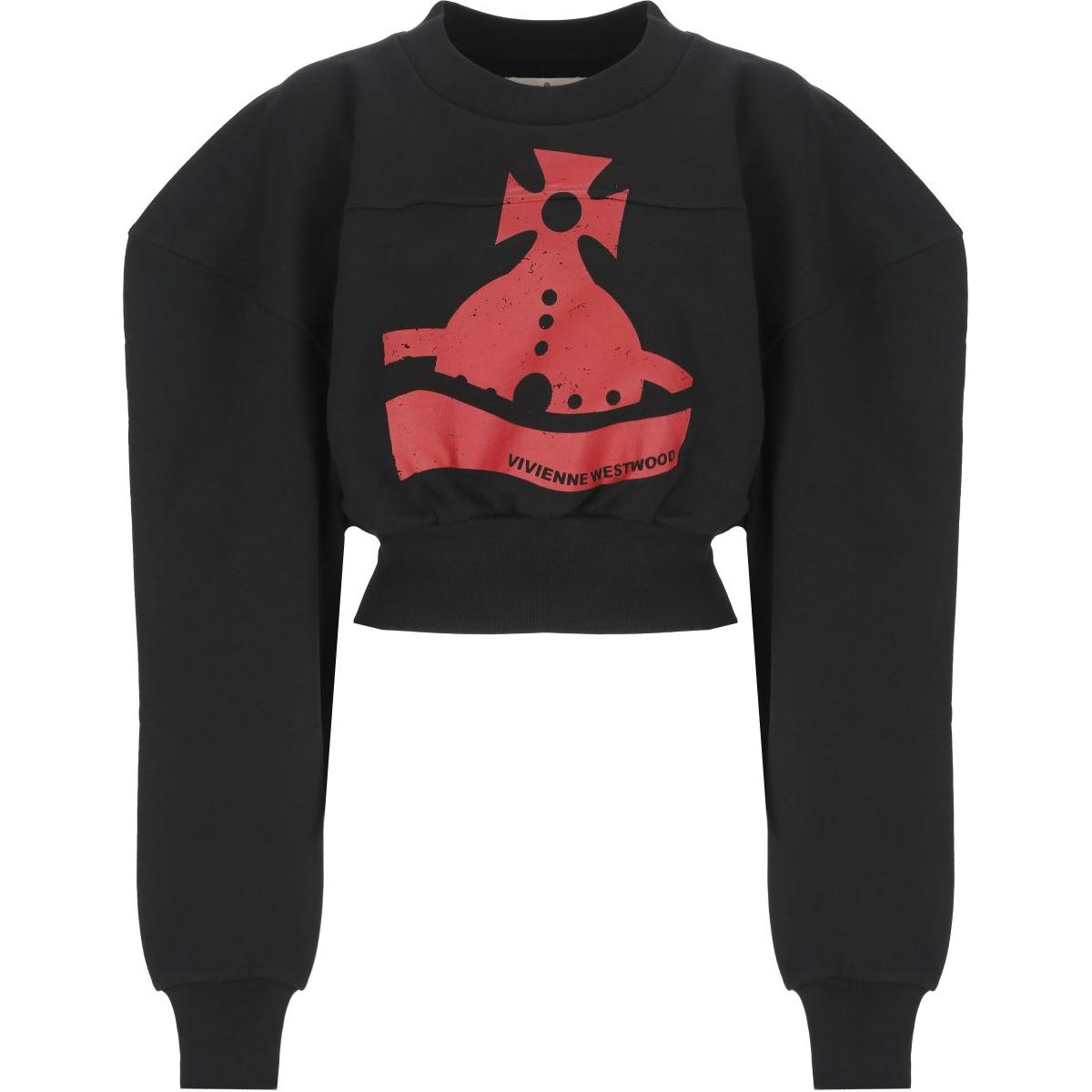 

Лонгслив кроп с принтом логотипа Vivienne Westwood, черный