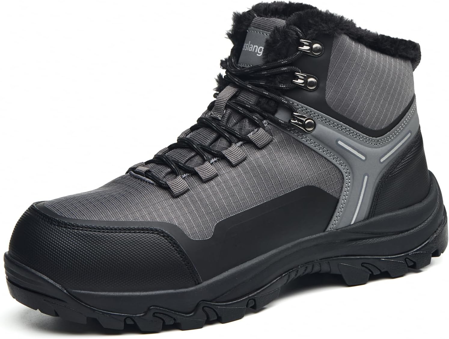 

Мужские водонепроницаемые зимние ботинки Stasslang с утеплителем, зимние ботинки с противоскользящей резиновой подошвой, с меховой подкладкой для тепла, для походов, работы с лопатой и ежедневных поездок, серый
