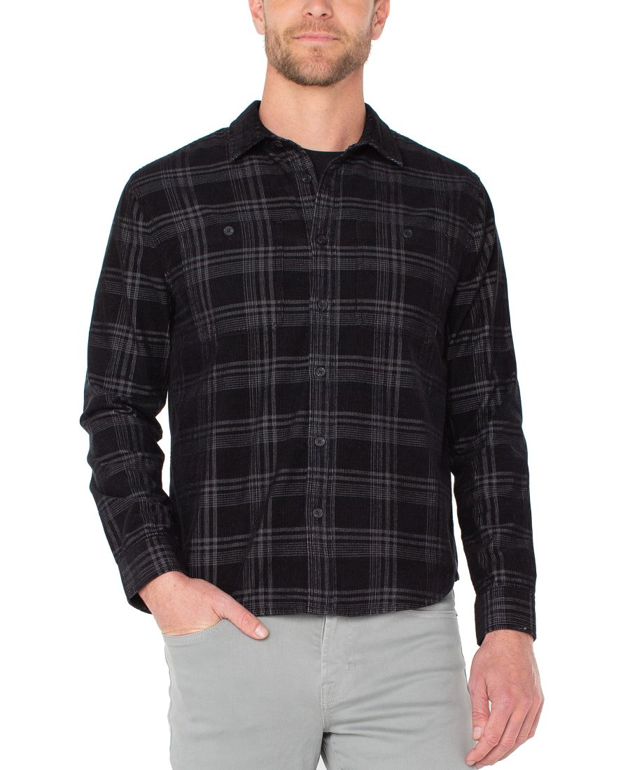 

Мужская рубашка с длинными рукавами, двумя карманами и пуговицами Liverpool Los Angeles, Black/Gray
