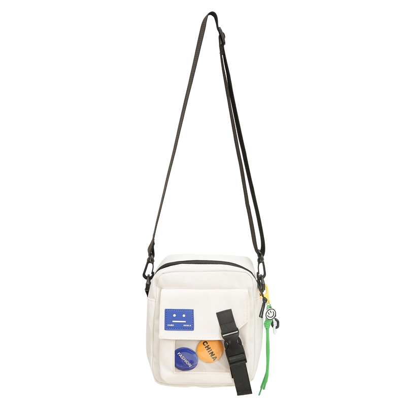 

DCLOUD Сумка кросс-боди, White with Badge+Smiley Face Lanyard