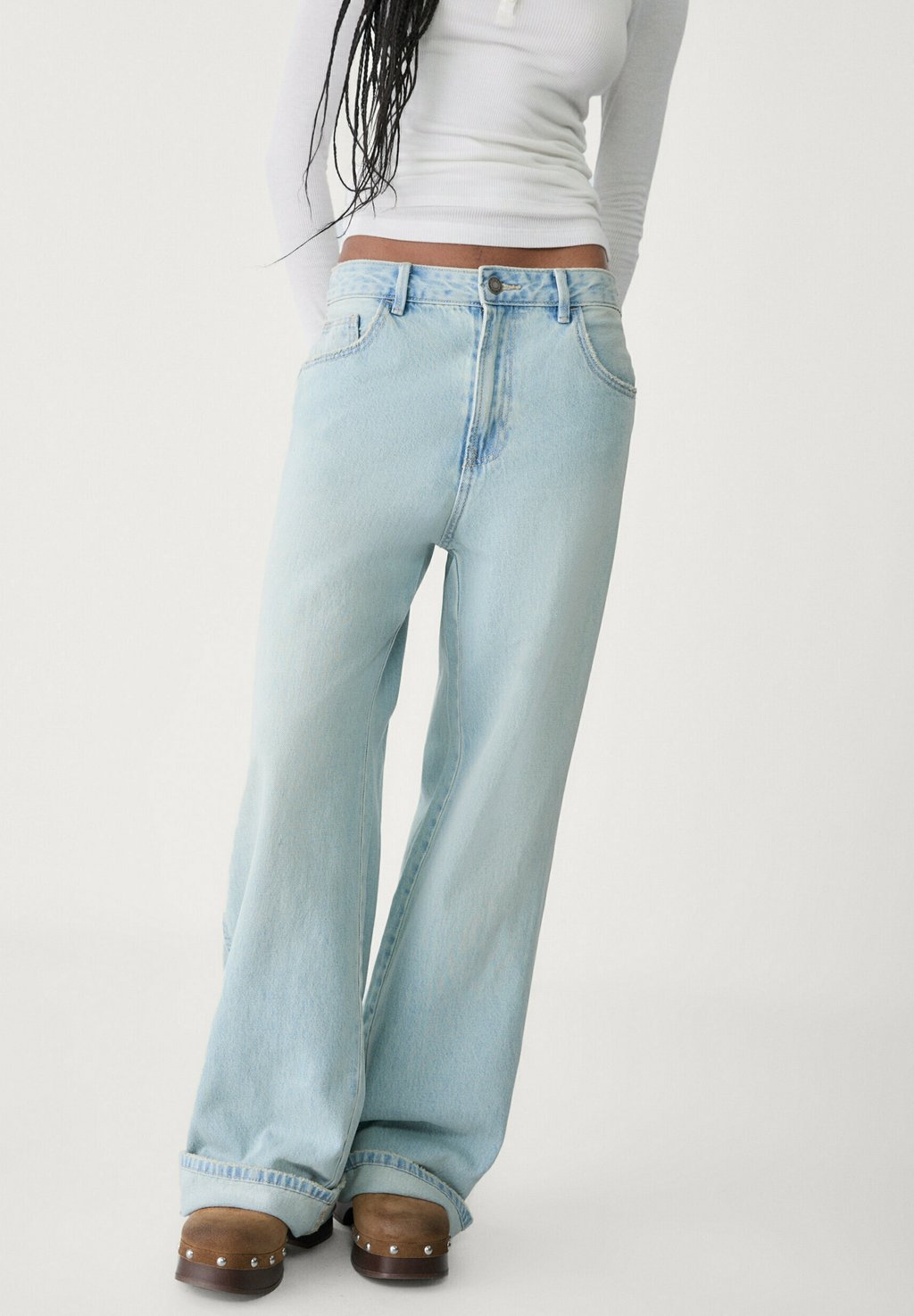 

Расклешенные джинсы BAGGY Stradivarius, цвет Light Blue Denim