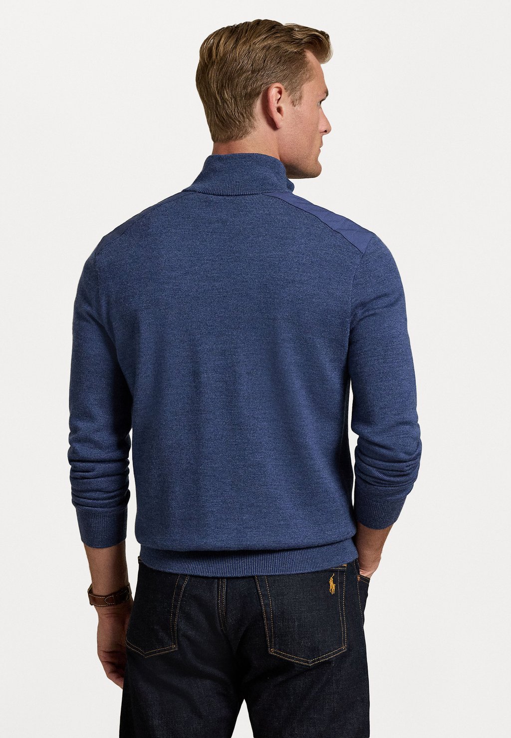 

Джемпер CONTRAST PANEL WOOL QUARTER ZIP SWEATER Polo Ralph Lauren, синий