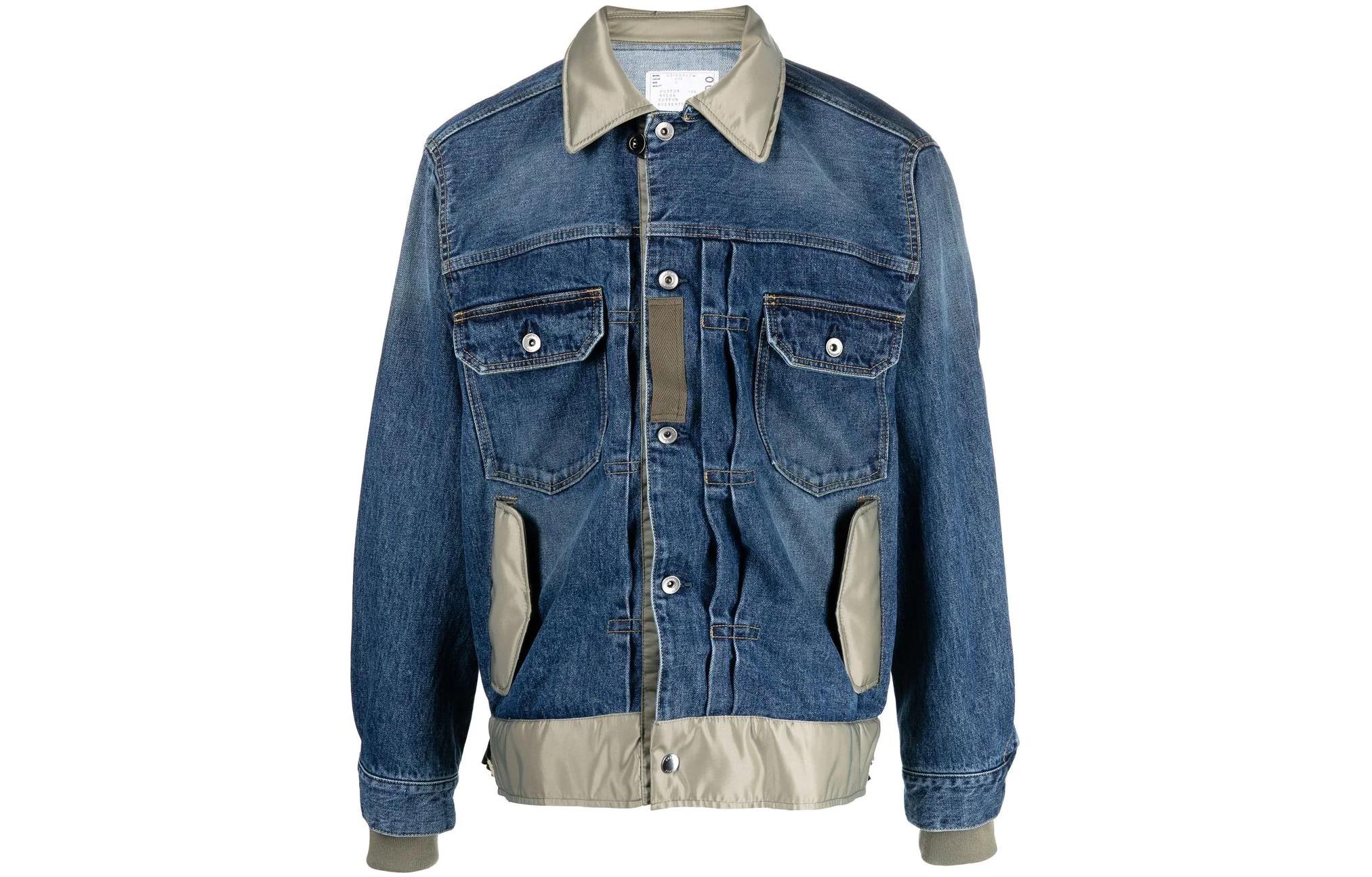 

Sacai Приталенная джинсовая куртка с воротником и пуговицами, Blue