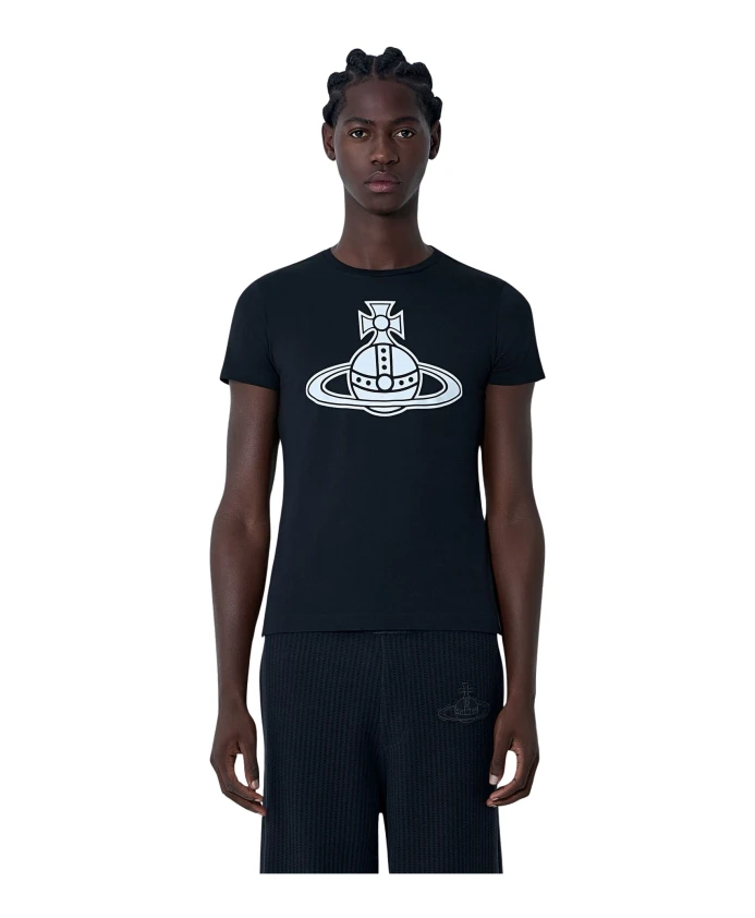 

Футболка из хлопкового трикотажа с логотипом Vivienne Westwood, черный