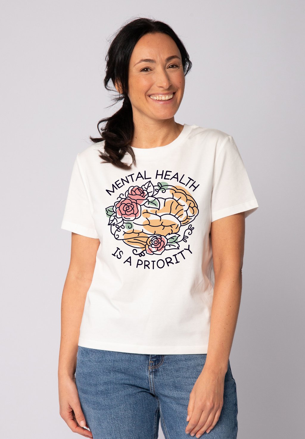 

Футболка с принтом MENTAL HEALTH watapparel, белый