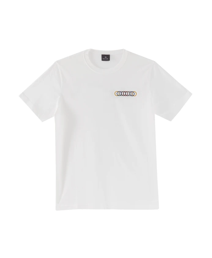 

Белая хлопковая футболка с круглым графическим принтом. Ps By Paul Smith, белый