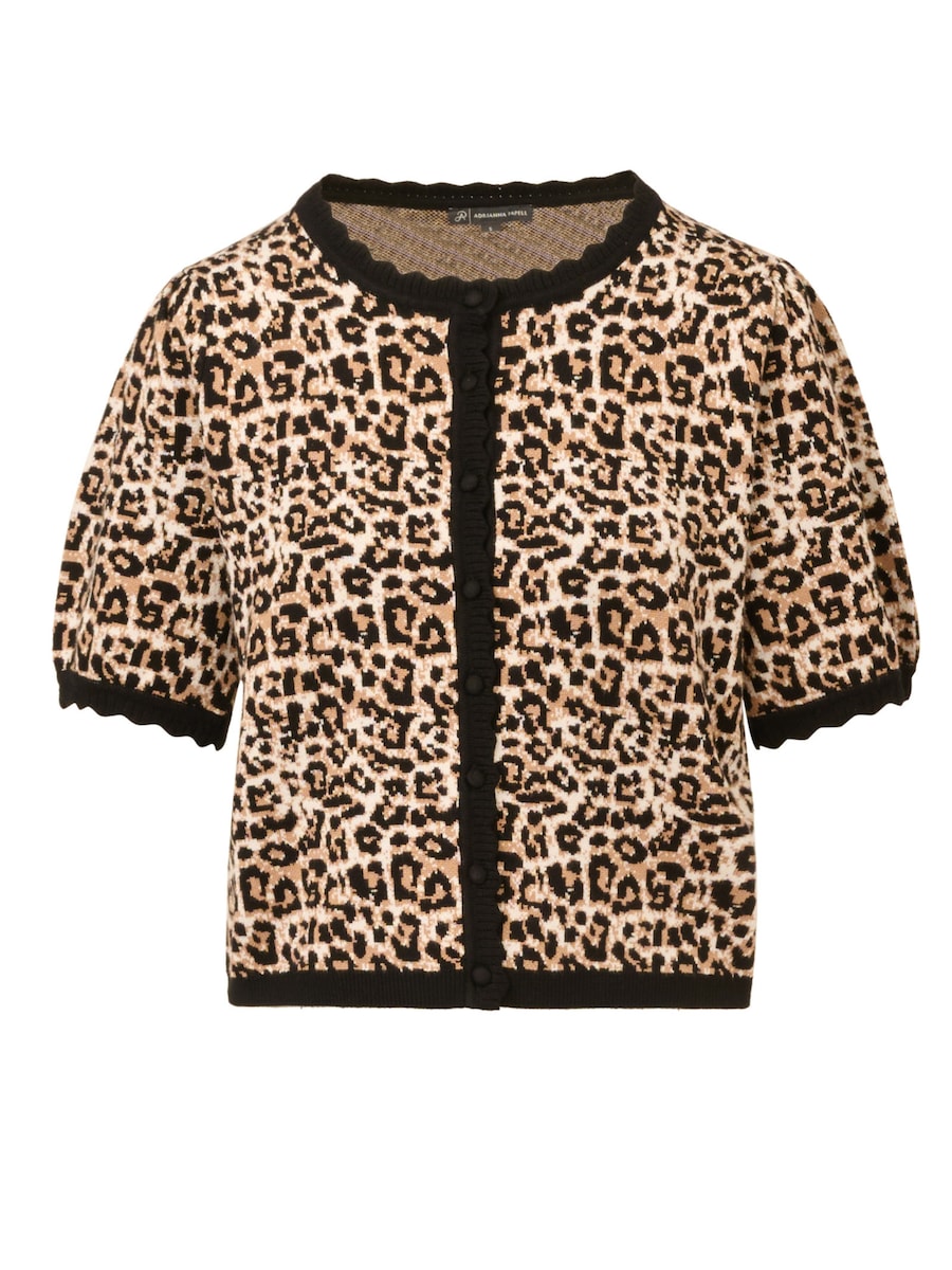 

Вязаный кардиган Adrianna Papell Crew Neck Short Sleeve Cardigan Sweater, коричневый