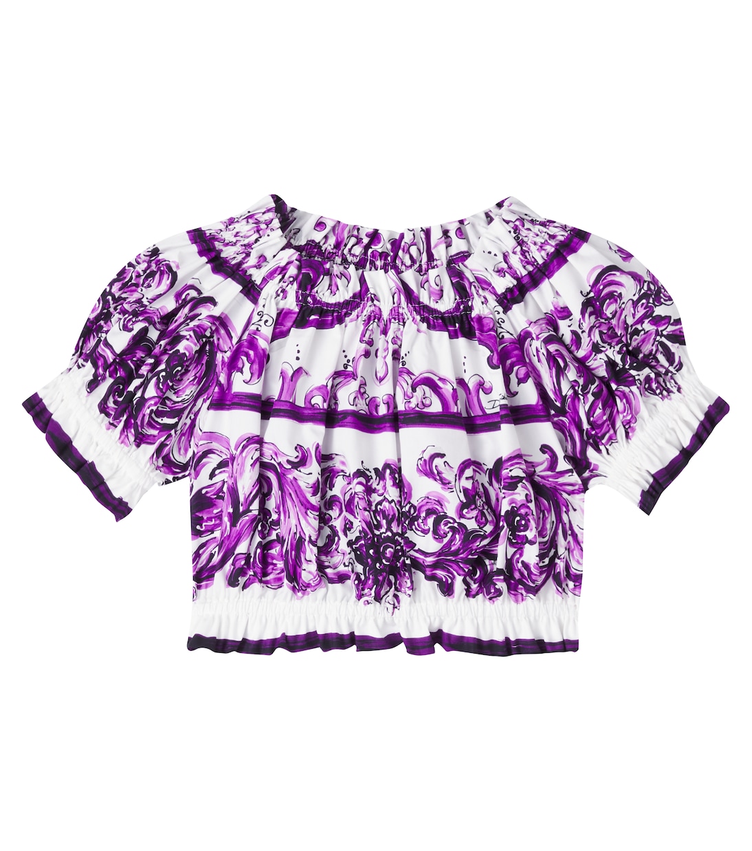 

Блузка из поплина с принтом майолика Dolce&Gabbana Kids, Maiolica 3L Viola