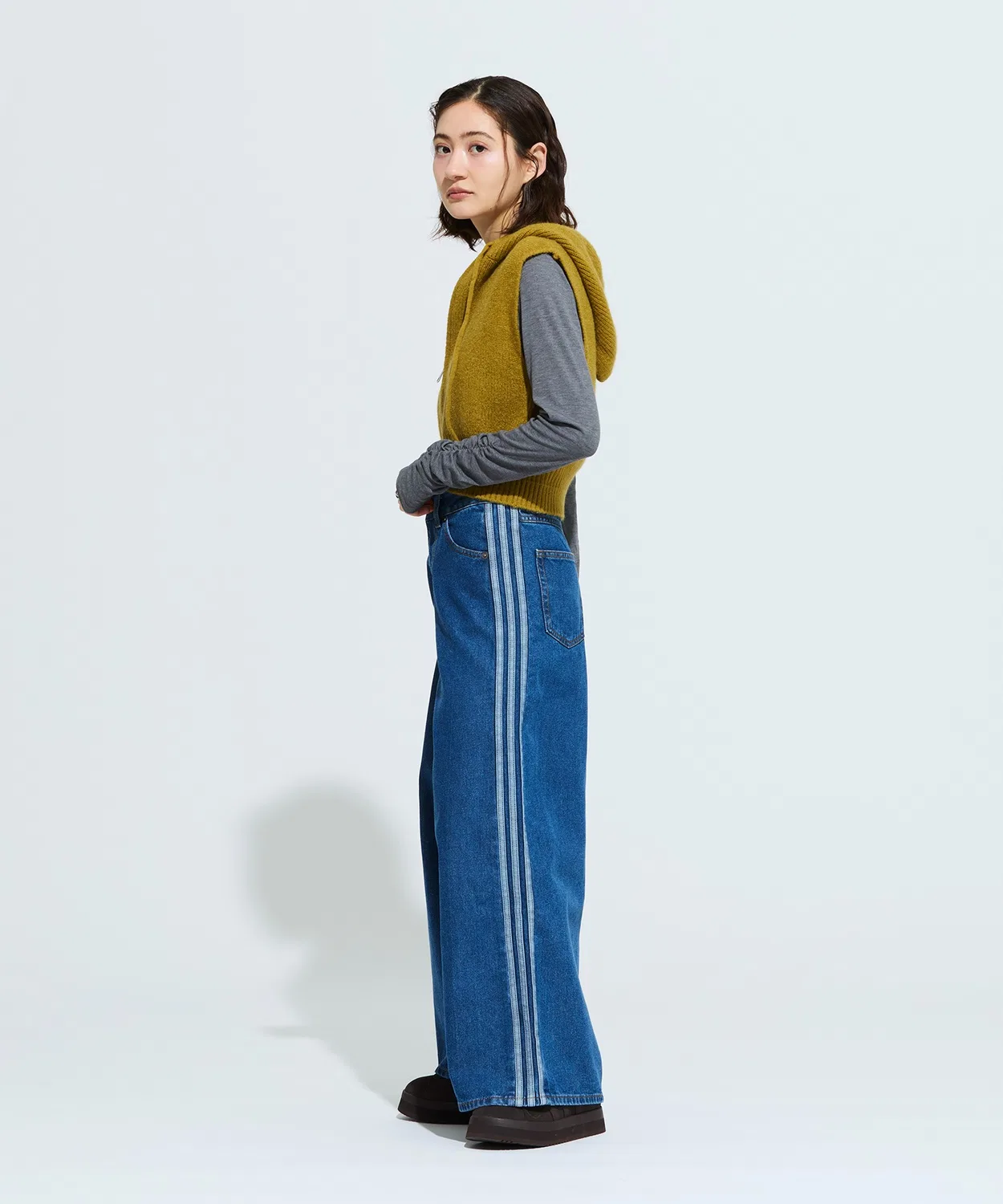 Трекпанты джинсовые Firebird от adidas Originals, синие — фото 3