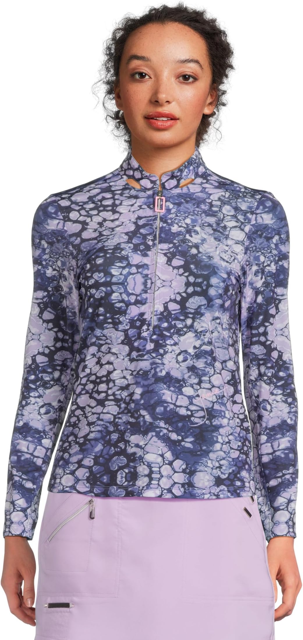 

Женский топ Sunsense с длинными рукавами и принтом пузыри Jamie Sadock, Slate Purple