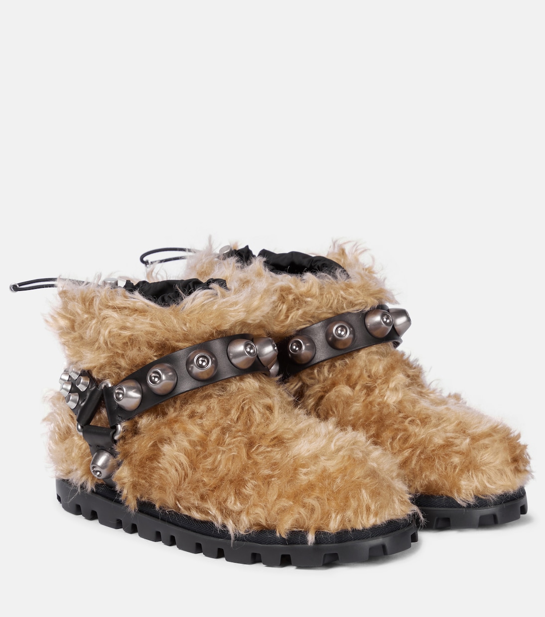 Ботильоны с заклепками и плюшевыми мишками Miu Miu, Camello