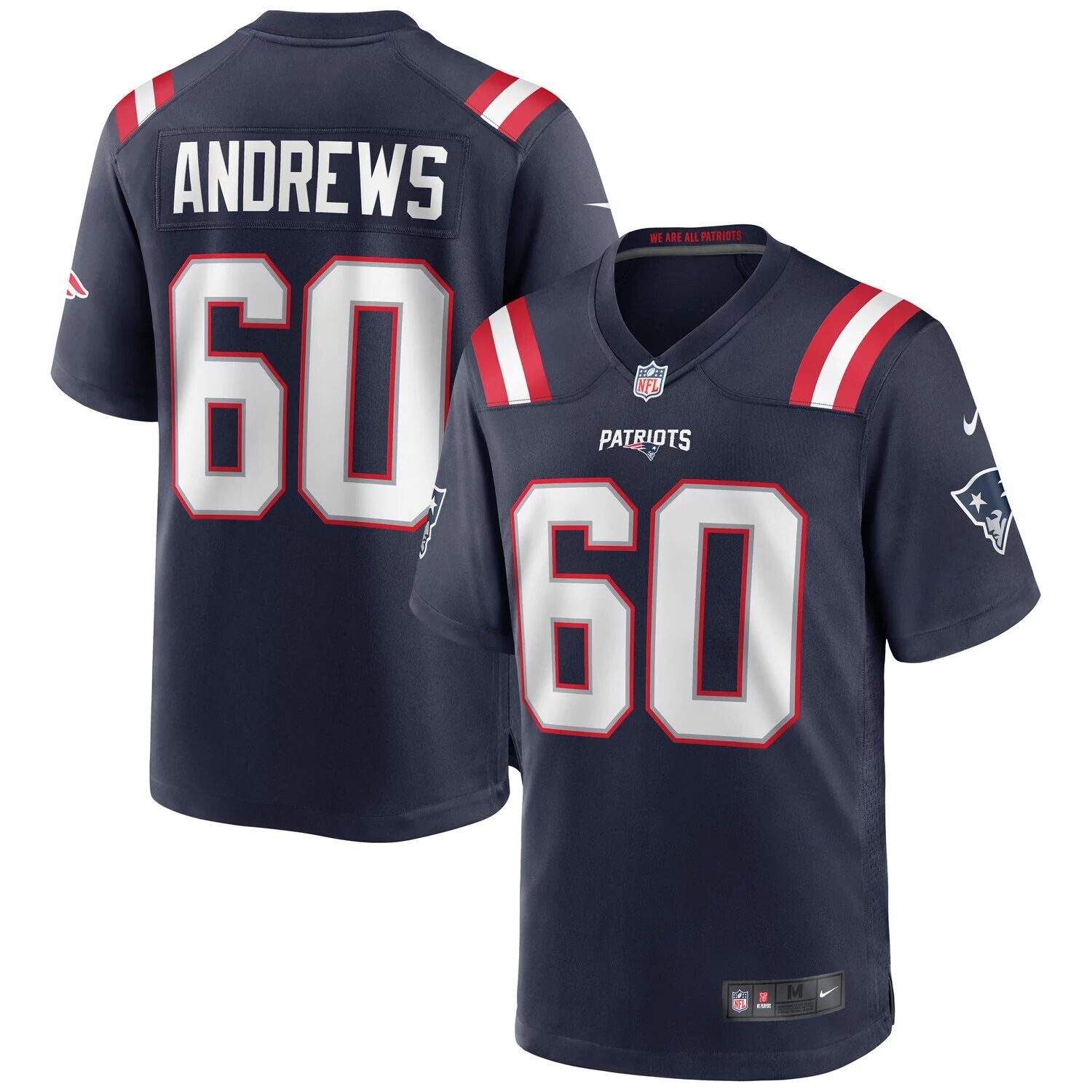 

Мужская игровая майка Nike David Andrews Navy New England Patriots