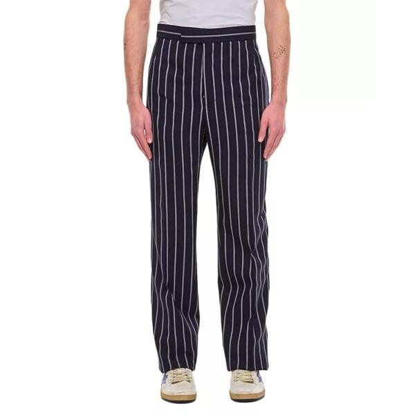 

Брюки wool bold stripe trousers Thom Browne, синий