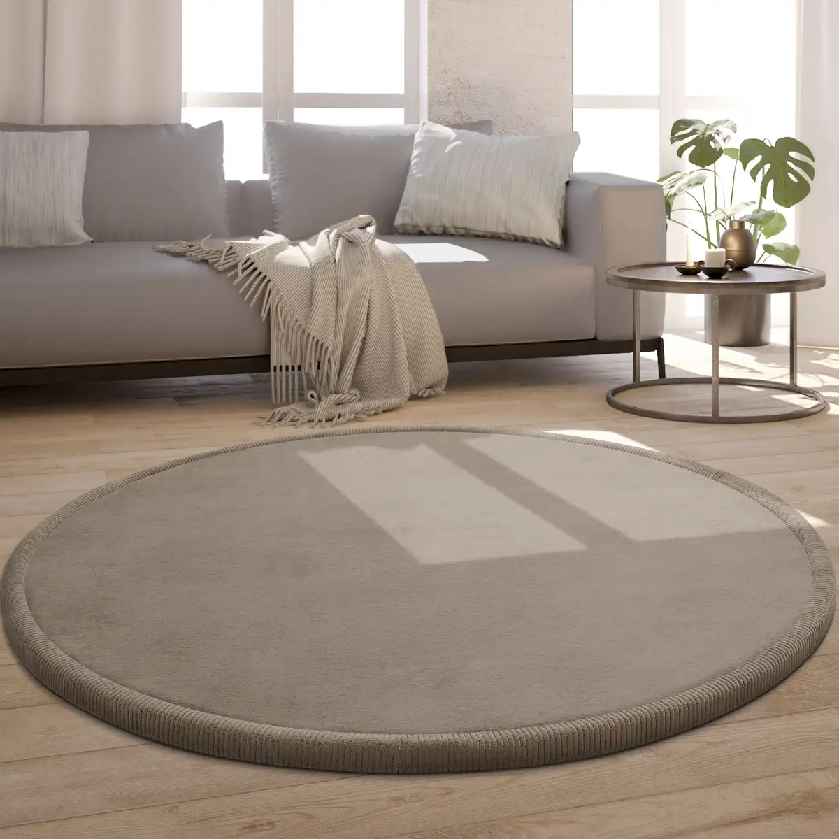 

Ковер Paco Home "Tatami 475", круглый, короткий ворс, однотонный, с пеной с эффектом памяти, можно стирать Ø 80 см, бежевый