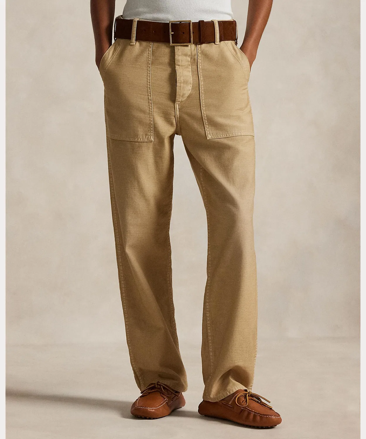 Брюки Ricky из хлопка с регулируемыми боками, Ralph Lauren, коричневые — фото 3