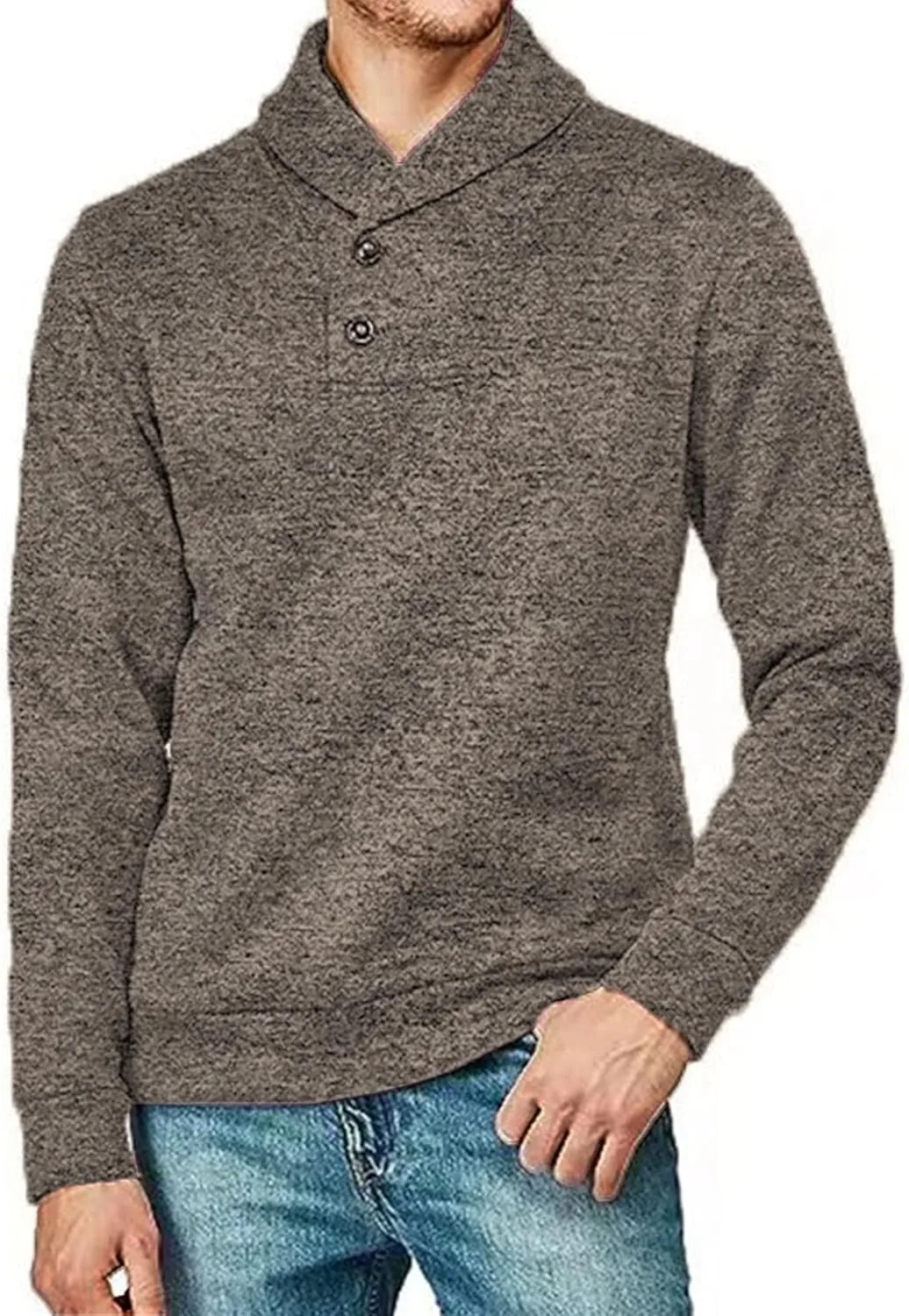 

Мужской свитер с воротником-шалью и ребристыми краями