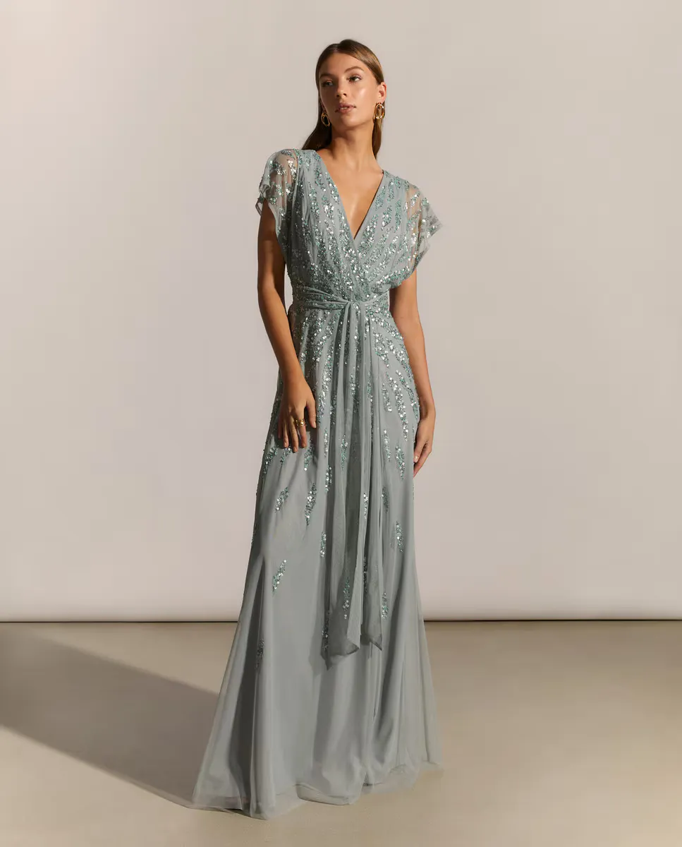 

Длинное платье со стразами Woman Fiesta El Corte Inglés, цвет 582 Verde Agua